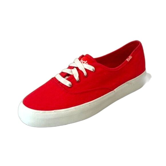 Keds Gender Neutral Red Canvas Sneakers Size 6.5 White Soles / Laces - Picture 1 of 9